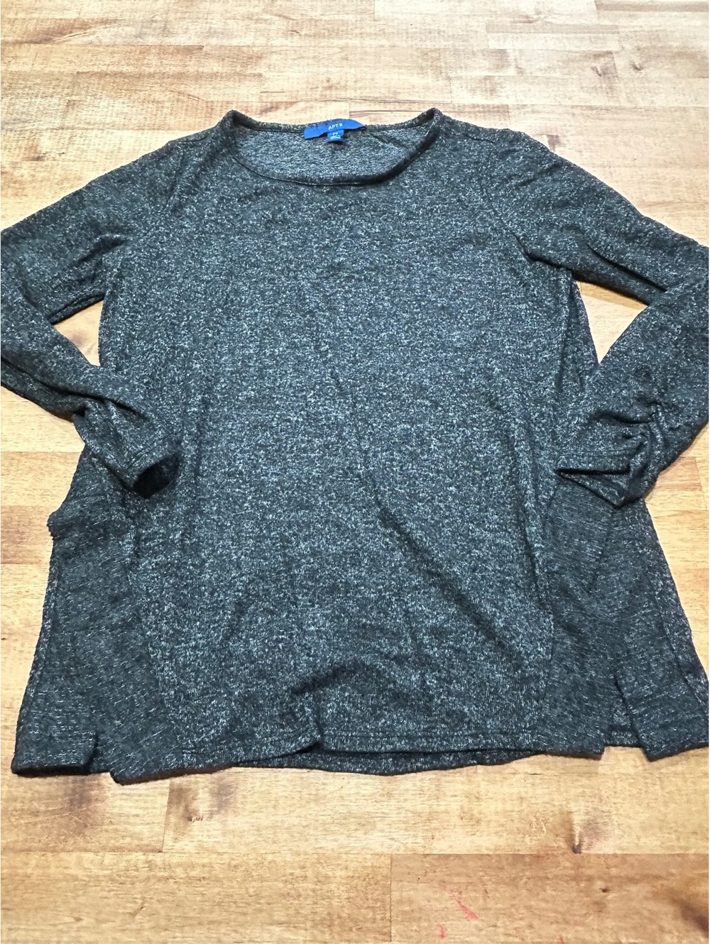 APT. 9 Women's Petite Small Long Sleeve Gray Top
